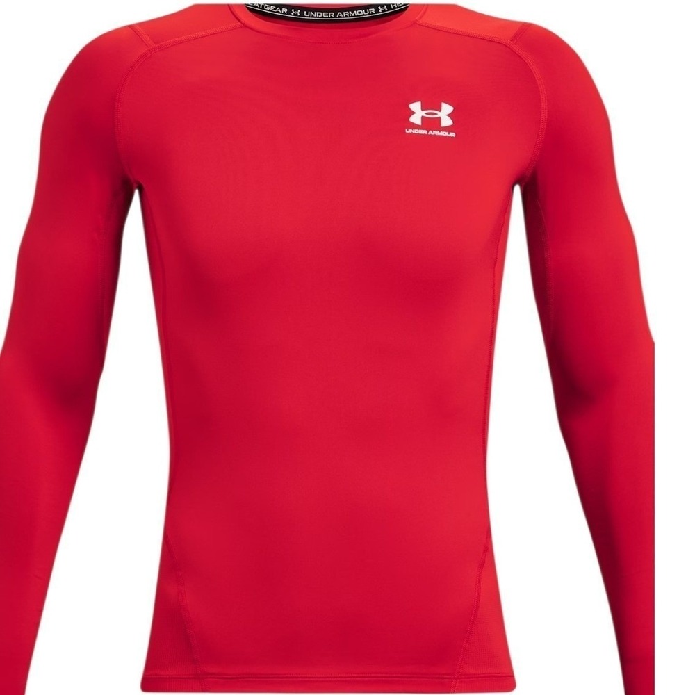 Under Armour HeatGear Mens‎ Compression Shirt XXL Red Long Sleeve Athletic NWT - Picture 3 of 12
